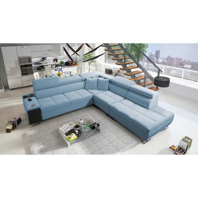 Ecksofa Orbix IX mit Schlaffunktion, verstellbaren Kopfstützen, USB-Anschluss - Velvet, Ultario Velvet 2960