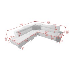Orbix IX corner sofa with sleeping function, adjustable headrests, USB port - Weave, Sawana 21