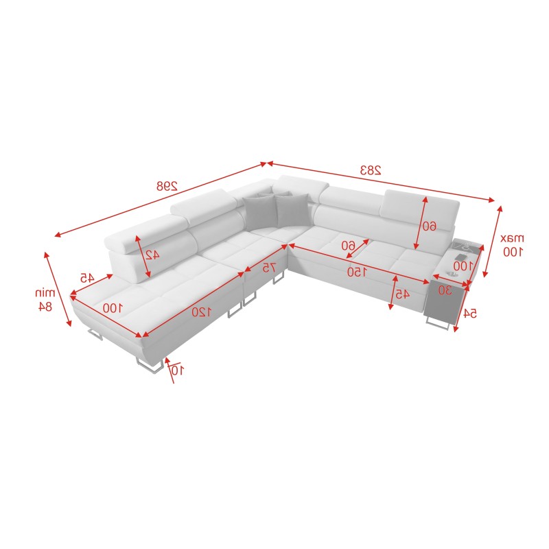Ecksofa Orbix IX mit Schlaffunktion, verstellbaren Kopfstützen, USB-Anschluss - Geflecht, Sawana 61 Ecksofa Orbix IX mit Schlaffunktion, verstellbaren Kopfstützen, USB-Anschluss - Geflecht, Sawana 61