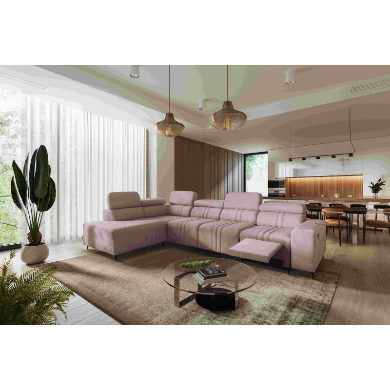 Verona XI Mix Corner Sofa with Sleeping Function in Velvet, Vena 10 - Comfort and Elegance