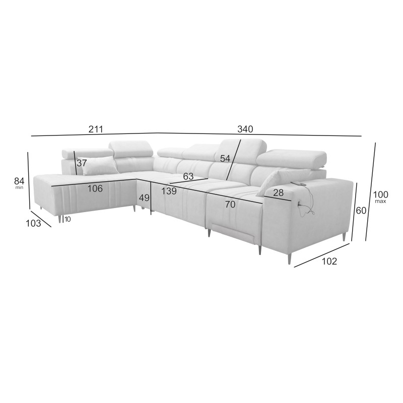 Verona XI Mix Corner Sofa with Sleeping Function in Velvet, Vena 8 - Comfort and Elegance Verona XI Mix Corner Sofa with Sleeping Function in Velvet, Vena 8 - Comfort and Elegance