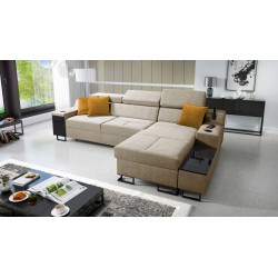 Avanti I Mini-Ecksofa mit Schlaffunktion und Lampe mit USB-Anschluss Stoff Whisper 3