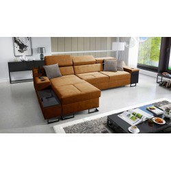 Ecksofa Avanti I mini mit Schlaffunktion und Lampe mit USB-Anschluss, Stoff Whisper 9