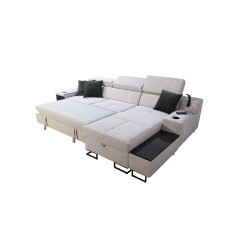 Avanti I Maxi corner sofa with sleeping function and lamp with USB port, fabric Whisper 25 + Eco-leather Avanti I Maxi corner sofa with sleeping function and lamp with USB port, fabric Whisper 25 + Eco-leather
