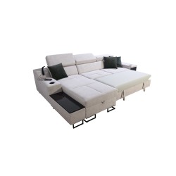 Avanti I maxi Ecksofa mit Schlaffunktion und Lampe mit USB-Anschluss, Stoff Whisper 5 + Kunstleder Avanti I maxi Ecksofa mit Schlaffunktion und Lampe mit USB-Anschluss, Stoff Whisper 5 + Kunstleder