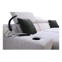 Ecksofa Avanti I maxi mit Schlaffunktion und Lampe mit USB-Anschluss Stoff Whisper 11 + schwarzes Kunstleder Ecksofa Avanti I maxi mit Schlaffunktion und Lampe mit USB-Anschluss Stoff Whisper 11 + schwarzes Kunstleder