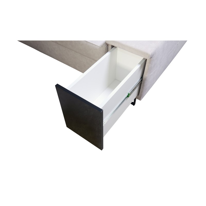Ecksofa Avanti I maxi mit Schlaffunktion und Lampe mit USB-Anschluss Stoff Whisper 11 + schwarzes Kunstleder Ecksofa Avanti I maxi mit Schlaffunktion und Lampe mit USB-Anschluss Stoff Whisper 11 + schwarzes Kunstleder
