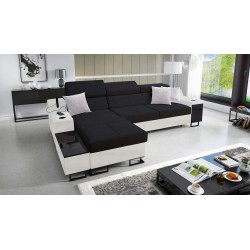 Ecksofa Avanti I Maxi mit Schlaffunktion und Lampe mit USB-Anschluss, Stoff Sawana 14 + Kunstleder