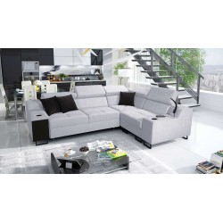 Ecksofa Avanti II mit Schlaffunktion und Lampe mit USB-Anschluss, Stoff Sawana 84