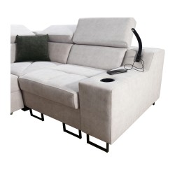 Avanti II corner sofa with a sleeping function and a lamp with a USB port, fabric Sawana 96 Avanti II corner sofa with a sleeping function and a lamp with a USB port, fabric Sawana 96