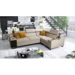 Ecksofa Avanti II mit Schlaffunktion und Lampe mit USB-Anschluss Stoff Whisper 3