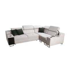 Ecksofa Avanti II mit Schlaffunktion und Lampe mit USB-Anschluss, Stoff Whisper 9 + Kunstleder Ecksofa Avanti II mit Schlaffunktion und Lampe mit USB-Anschluss, Stoff Whisper 9 + Kunstleder