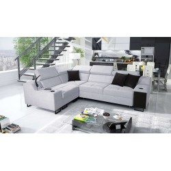 Ecksofa Avanti II mit Schlaffunktion und Lampe mit USB-Anschluss, Stoff Sawana 84