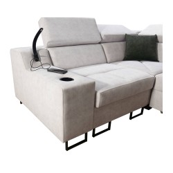 Ecksofa Avanti II mit Schlaffunktion und Lampe mit USB-Anschluss, Stoff Whisper 5 Ecksofa Avanti II mit Schlaffunktion und Lampe mit USB-Anschluss, Stoff Whisper 5