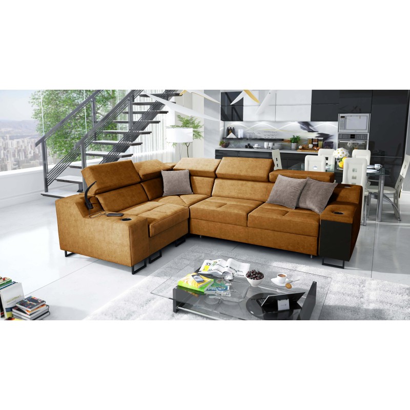 Avanti II corner sofa with a sleeping function and a lamp with a USB port, fabric Whisper 9 Avanti II corner sofa with a sleeping function and a lamp with a USB port, fabric Whisper 9