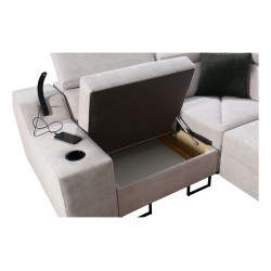 Avanti II corner sofa with a sleeping function and a lamp with a USB port, fabric Whisper 9 Avanti II corner sofa with a sleeping function and a lamp with a USB port, fabric Whisper 9