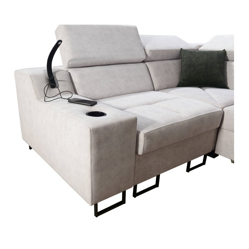 Ecksofa Avanti II mit Schlaffunktion und Lampe mit USB-Anschluss, Stoff Whisper 9 Ecksofa Avanti II mit Schlaffunktion und Lampe mit USB-Anschluss, Stoff Whisper 9