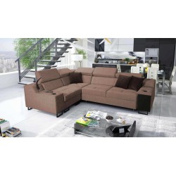 Ecksofa Avanti II mit Schlaffunktion und Lampe mit USB-Anschluss, Stoff Sawana 25