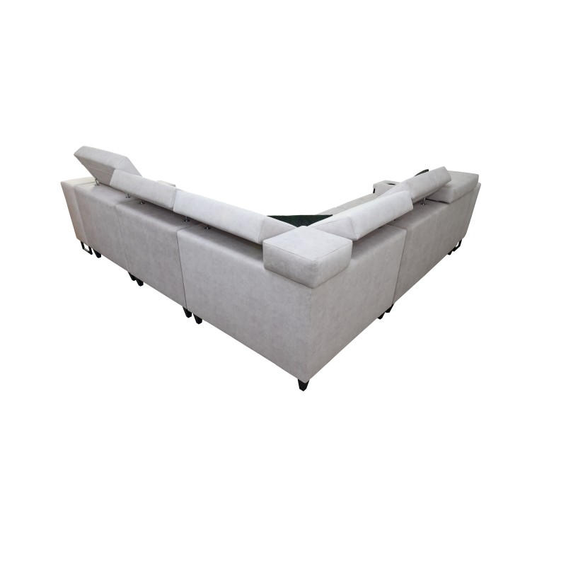 Esquina Avanti III con función de dormir y lámpara con puerto USB, tejido Sawana 25 + Ecocuero Esquina Avanti III con función de dormir y lámpara con puerto USB, tejido Sawana 25 + Ecocuero