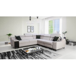 Esquina Avanti III con función de dormir y lámpara con puerto USB, tejido Sawana 25 + Ecocuero Esquina Avanti III con función de dormir y lámpara con puerto USB, tejido Sawana 25 + Ecocuero
