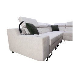 Ecksofa Avanti III mit Schlaffunktion und Lampe mit USB-Anschluss, Stoff Whisper 3 + Kunstleder Ecksofa Avanti III mit Schlaffunktion und Lampe mit USB-Anschluss, Stoff Whisper 3 + Kunstleder