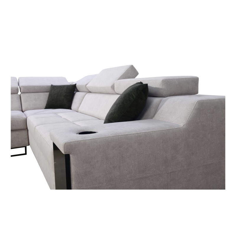 Ecksofa Avanti III mit Schlafunktion und Lampe mit USB-Anschluss Stoff Whisper 5 + Kunstleder Ecksofa Avanti III mit Schlafunktion und Lampe mit USB-Anschluss Stoff Whisper 5 + Kunstleder