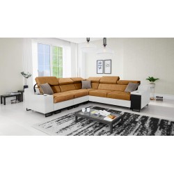 Ecksofa Avanti III mit Schlaffunktion und Lampe mit USB-Anschluss, Stoff Whisper 9 + Kunstleder