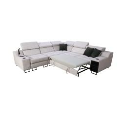 Esquina Avanti III con función de dormir y lámpara con puerto USB, tejido Sawana 25 + Ecocuero Esquina Avanti III con función de dormir y lámpara con puerto USB, tejido Sawana 25 + Ecocuero