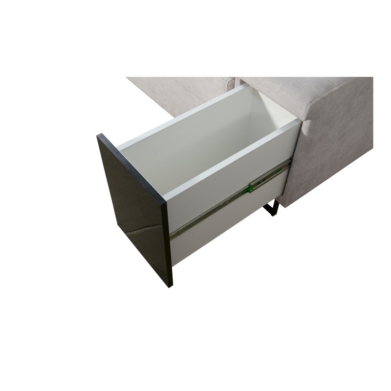 Esquina Avanti III con función de dormir y lámpara con puerto USB, tejido Sawana 25 + Ecocuero Esquina Avanti III con función de dormir y lámpara con puerto USB, tejido Sawana 25 + Ecocuero