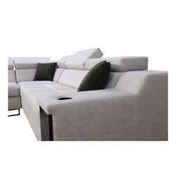 Esquina Avanti III con función de dormir y lámpara con puerto USB, tejido Sawana 25 + Ecocuero Esquina Avanti III con función de dormir y lámpara con puerto USB, tejido Sawana 25 + Ecocuero