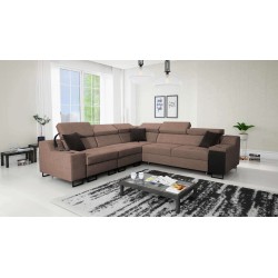 Ecksofa Avanti III mit Schlaffunktion und Lampe mit USB-Anschluss, Stoff Sawana 25