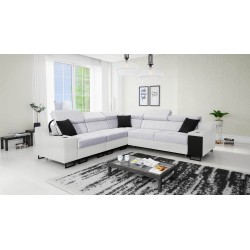 Ecksofa Avanti III mit Schlafunktion und Lampe mit USB-Anschluss, Stoff Sawana 84 + Kunstleder