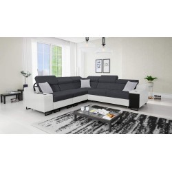 Ecksofa Avanti III mit Schlaffunktion und Lampe mit USB-Anschluss, Stoff Sawana 96 + Kunstleder