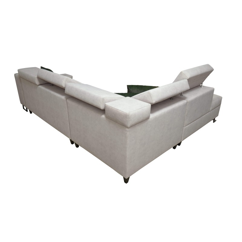 Sofá esquinero Avanti VII con función de cama y lámpara con puerto USB, tela Whisper 3 + Ecocuero negro. Sofá esquinero Avanti VII con función de cama y lámpara con puerto USB, tela Whisper 3 + Ecocuero negro.