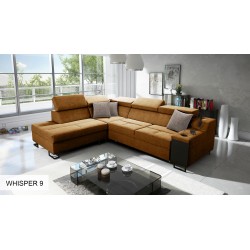Ecksofa Avanti VII mit Schlaffunktion und Lampe mit USB-Anschluss Stoff Whisper 9