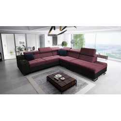 Ecksofa Avanti IX mit Schlaffunktion und Lampe mit USB-Anschluss, Stoff Sawana 84