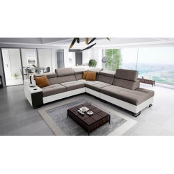 Ecksofa Avanti IX mit Schlaffunktion und Lampe mit USB-Anschluss, Stoff Sawana 96