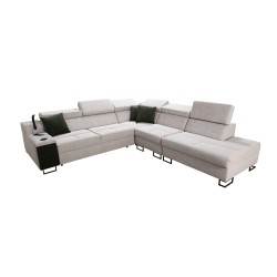 Ecksofa Avanti IX mit Schlaffunktion und Lampe mit USB-Anschluss, Stoff Whisper 9 + Ökoleder Ecksofa Avanti IX mit Schlaffunktion und Lampe mit USB-Anschluss, Stoff Whisper 9 + Ökoleder