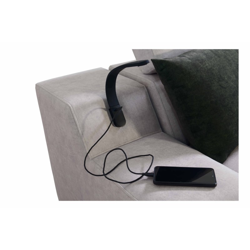 Ecksofa Avanti IX mit Schlaffunktion und Lampe mit USB-Anschluss Stoff Whisper 9 Ecksofa Avanti IX mit Schlaffunktion und Lampe mit USB-Anschluss Stoff Whisper 9