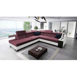 Ecksofa Avanti IX mit Schlaffunktion und Lampe mit USB-Anschluss, Stoff Sawana 14