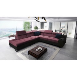 Ecksofa Avanti IX mit Schlaffunktion und Lampe mit USB-Anschluss, Stoff Sawana 84