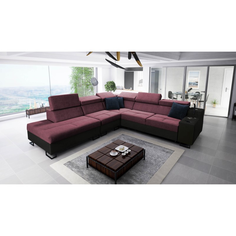 Ecksofa Avanti IX mit Schlaffunktion und Lampe mit USB-Anschluss, Stoff Sawana 84