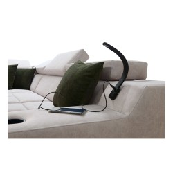 Narożnik Avanti IX z funkcją spania oraz lampką z portem usb tkanina Whisper 3 + Ecoskóra czarna Narożnik Avanti IX z funkcją spania oraz lampką z portem usb tkanina Whisper 3 + Ecoskóra czarna