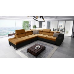 Ecksofa Avanti IX mit Schlaffunktion und Lampe mit USB-Anschluss Stoff Whisper 3