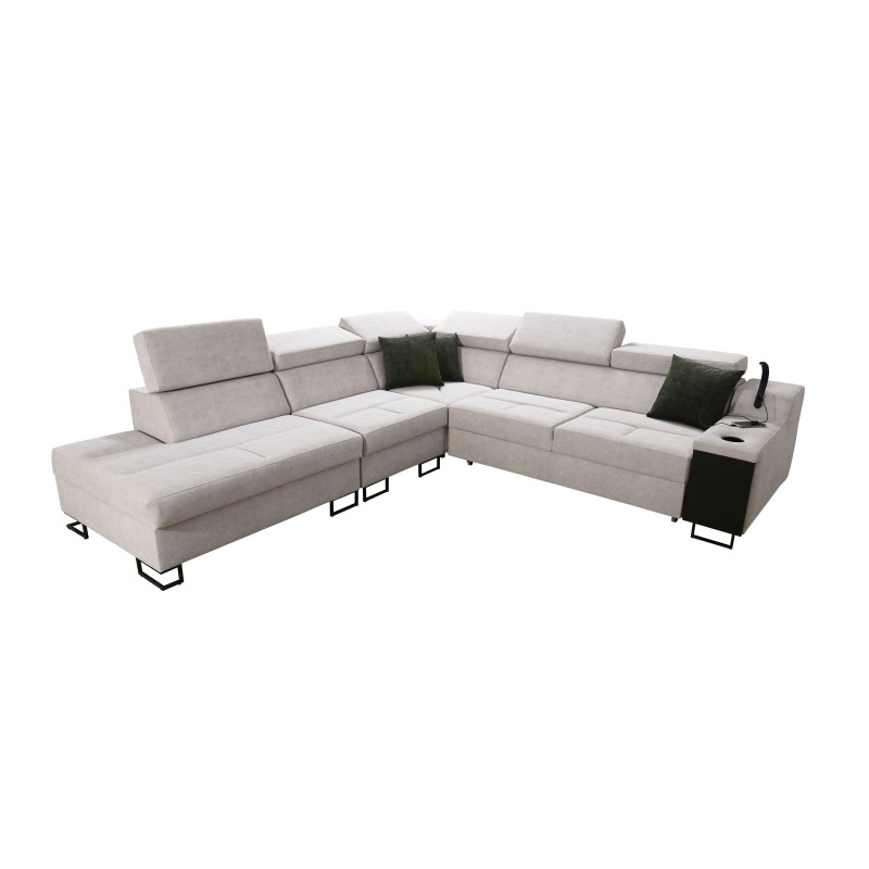 Ecksofa Avanti IX mit Schlaffunktion und Lampe mit USB-Anschluss Stoff Whisper 9 Ecksofa Avanti IX mit Schlaffunktion und Lampe mit USB-Anschluss Stoff Whisper 9