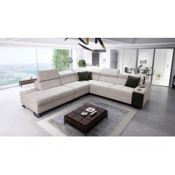 Ecksofa Avanti IX mit Schlaffunktion und Lampe mit USB-Anschluss, Stoff Sawana 25