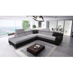 Ecksofa Avanti IX mit Schlaffunktion und Lampe mit USB-Anschluss, Stoff Sawana 84