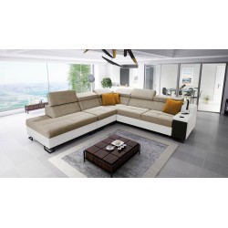Ecksofa Avanti IX mit Schlaffunktion und Lampe mit USB-Anschluss, Stoff Sawana 96