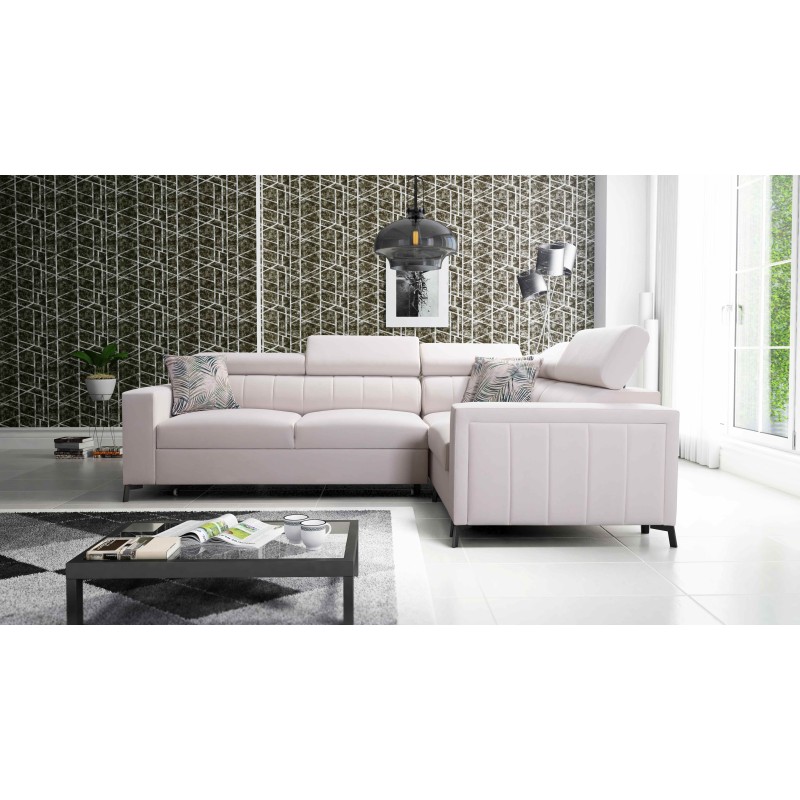 Arco II Corner Sofa with Sleeping Function - Velvet, Mono 231 - A Perfect Combination of Style and Comfort