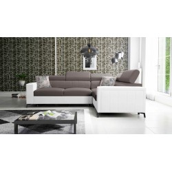 Ecksofa Arco II mit Schlaffunktion - Samt, Mono 234 + Kunstleder - Perfekte Kombination aus Stil und Komfort